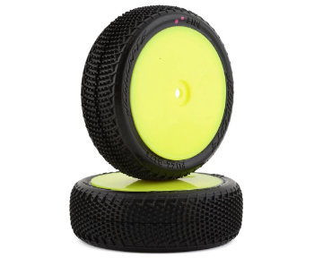 Image de JConcepts Fuzz Bite LP 2.2" Pre-Mounted 4WD Front Buggy Tire (Yellow) (2) (Pink) w/12mm Hex